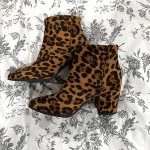 Leopard print bootie heels
